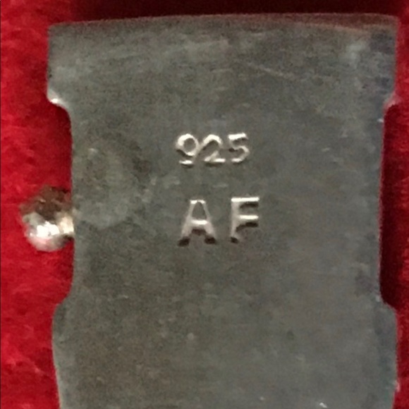 AF 925 silver & square cut garnet filigree bracelet - Picture 3 of 11